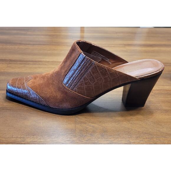 Vintage Coach & Four Brown Leather Suede Mules Women’s 7.5 EUC - Picture 4 of 9